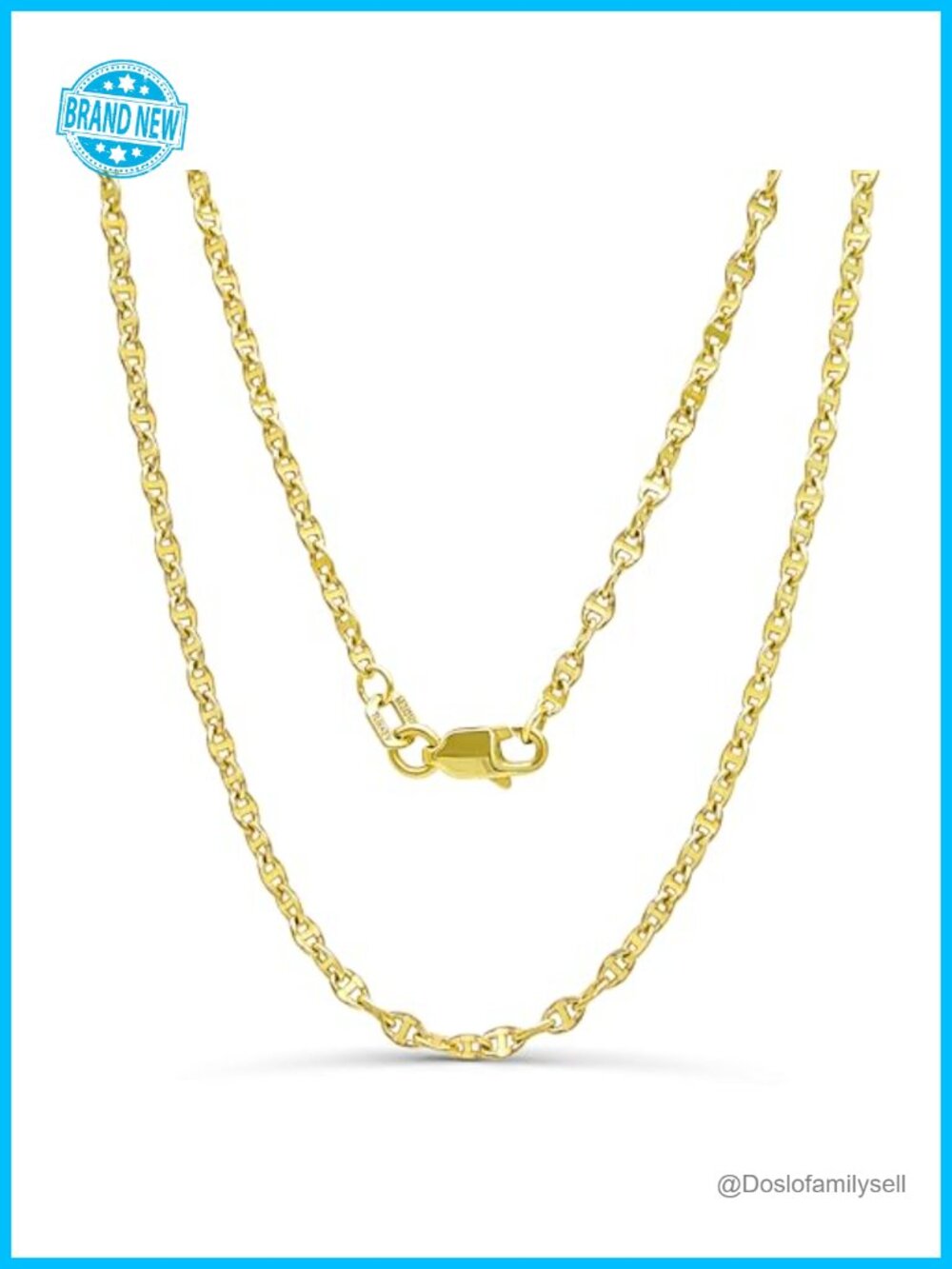 14K Yellow Gold Hammered Mariner Chain Necklace 2mm Lobster Clasp